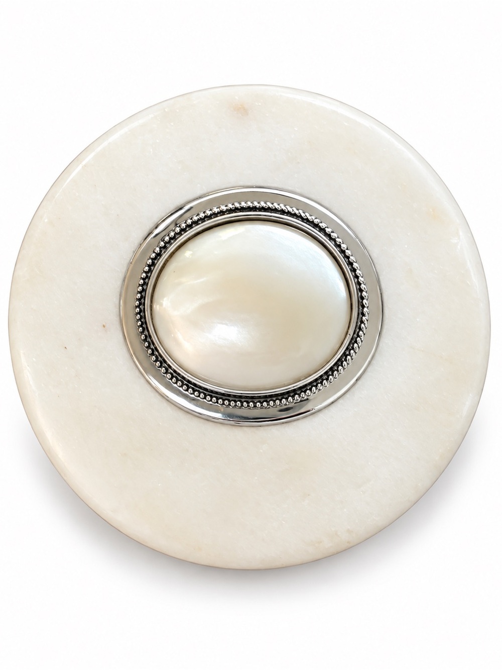 Marble and Mother-of-Pearl Napkin Ring - Cream